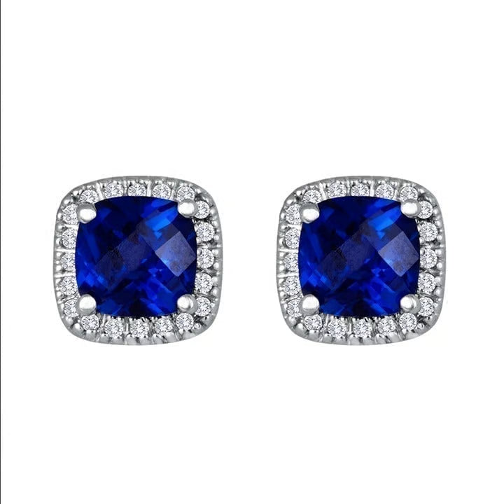 Saphir Square Stud Øreringe | Hvidguld