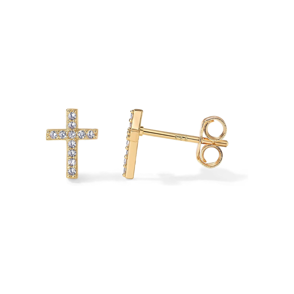 Belagte Kryds Studs | Guld