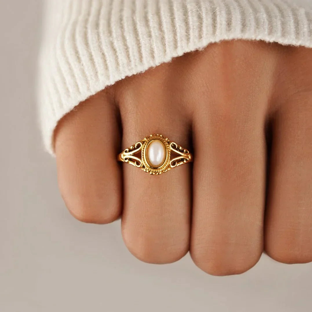 Zavienne Tidsløs Perle Ring | Guld