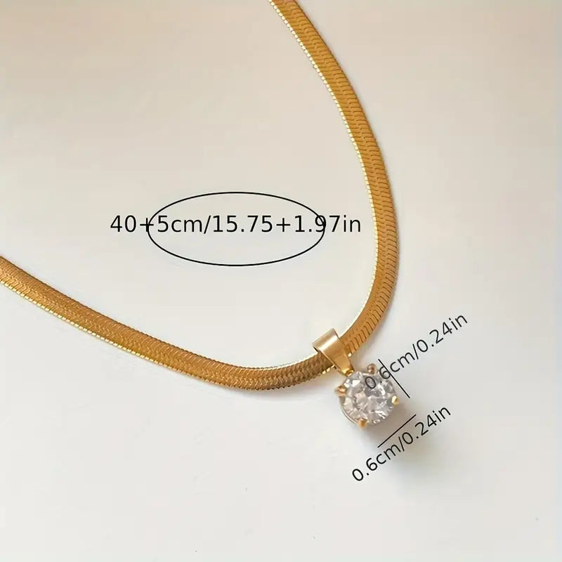 Elegant Rhinestone Vedhæng Halskæde | Guld