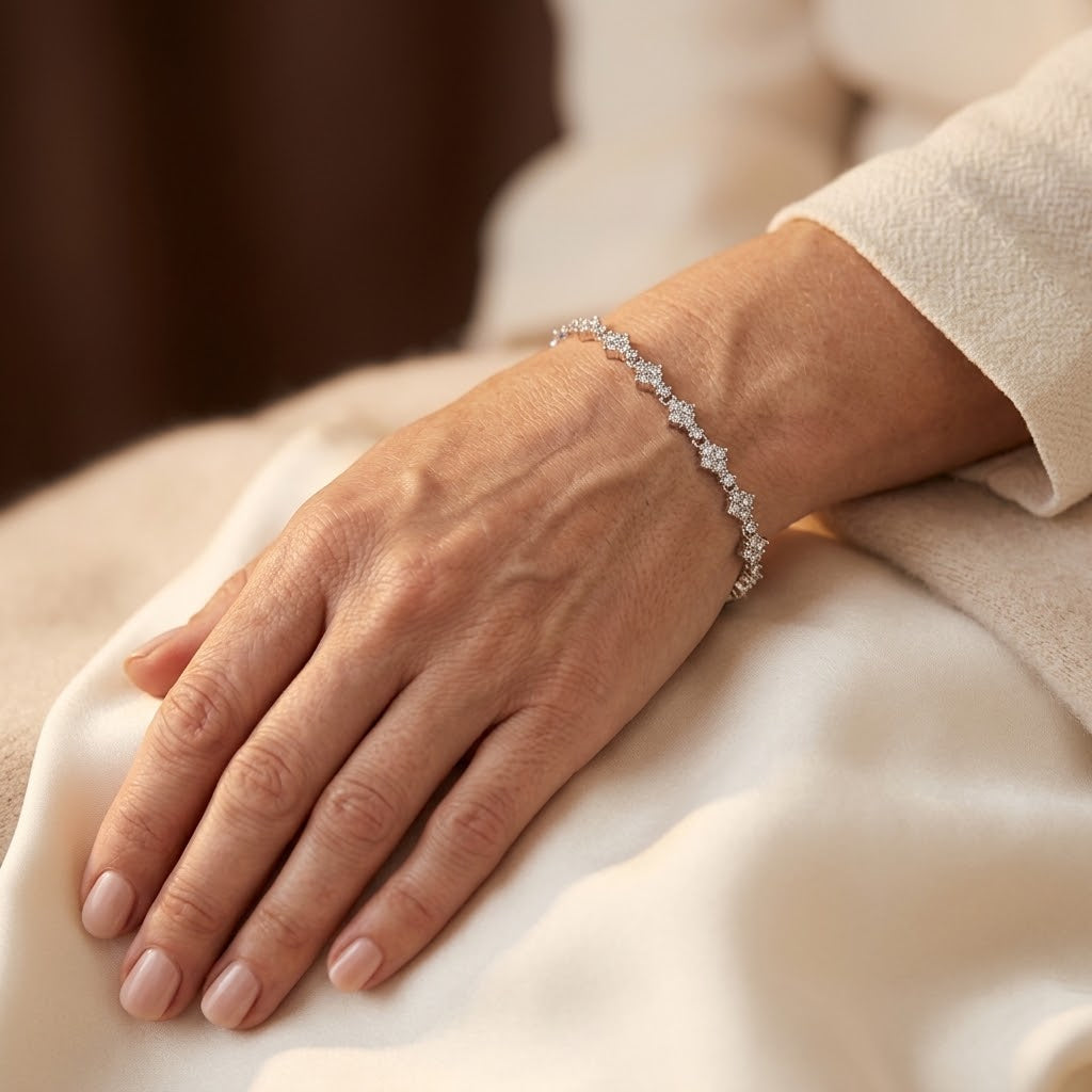 Klassisk Cluster Tennisarmbånd | Hvidguld