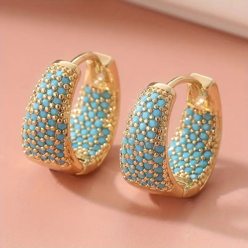 Gyldne Turquoise Perle Hoops Øreringe | Guld