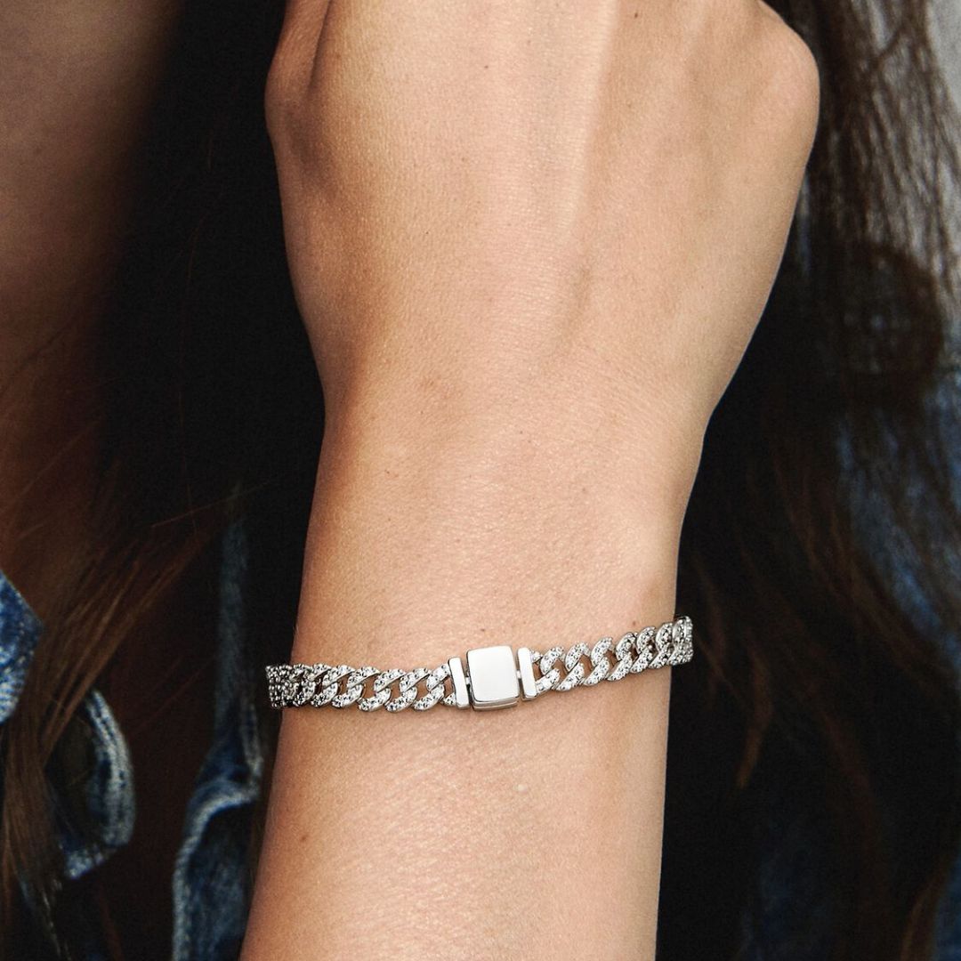 Pave Cuban Armbånd | Hvidguld