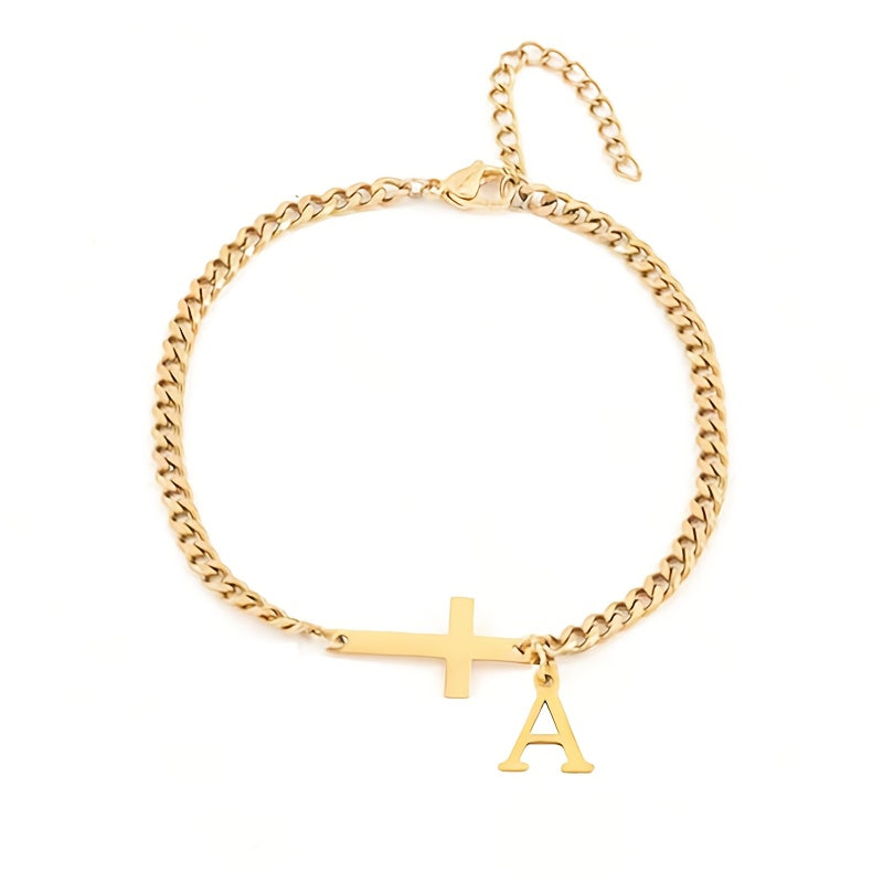 Initial Cross Bracelet | Guld