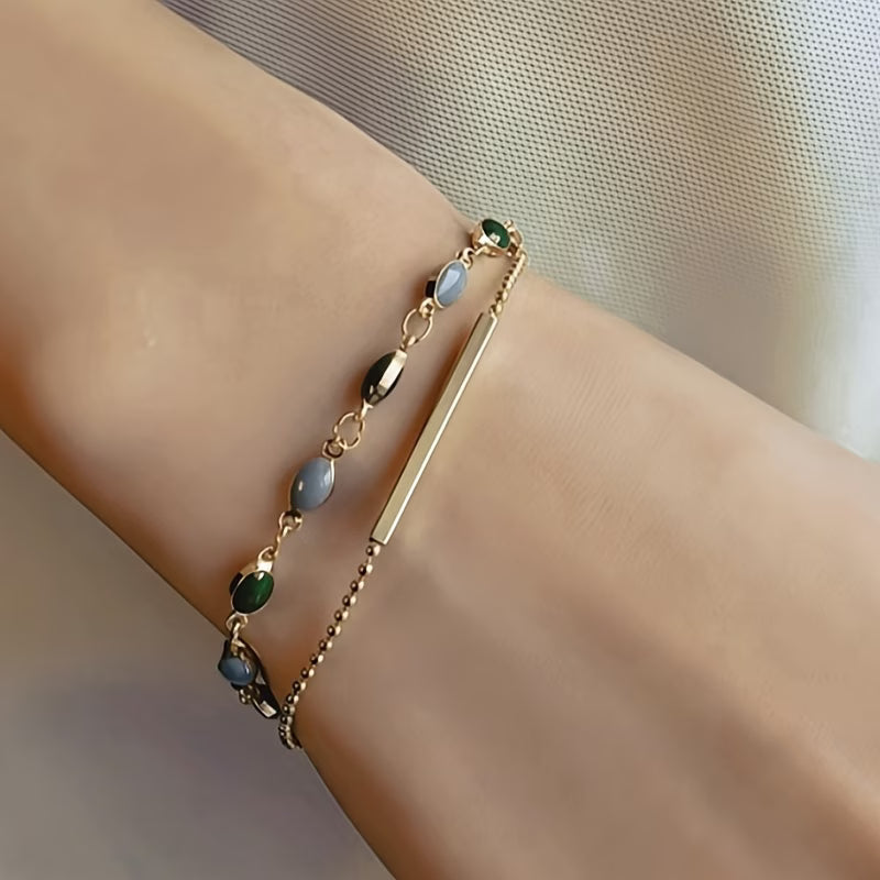 Olivia Moss Duo Armbånd | Guld