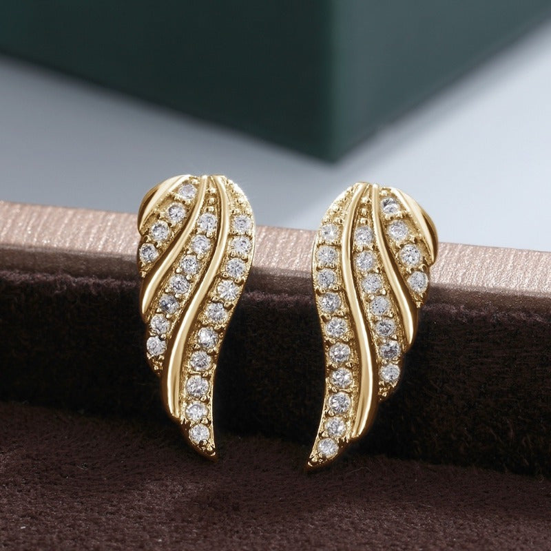 Moderne Blad Pave Øreringe | Guld