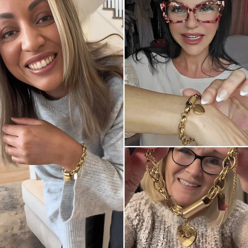 Opmuntrende Chunky Armbånd | Hvid Guld