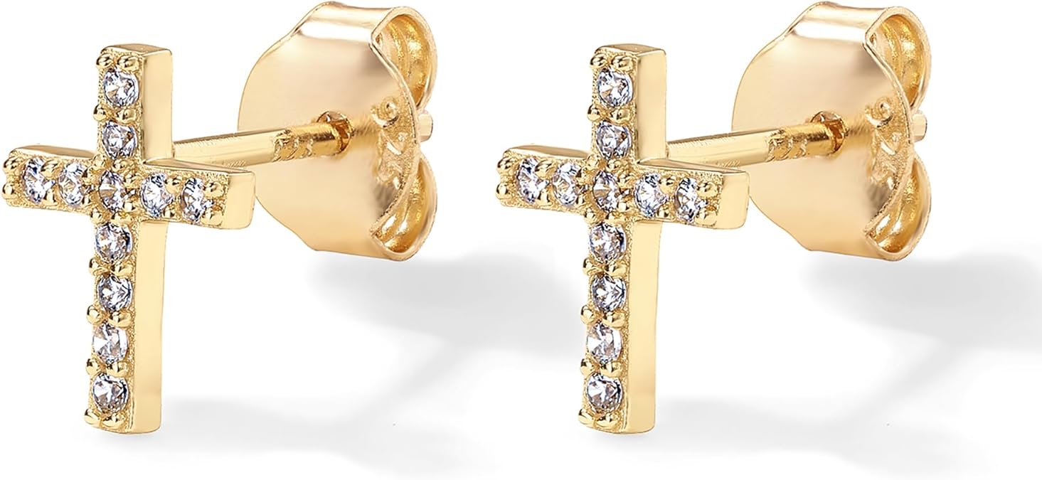 Belagte Kryds Studs | Guld