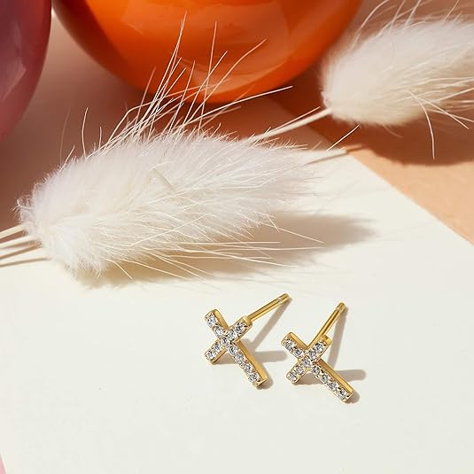 Belagte Kryds Studs | Guld