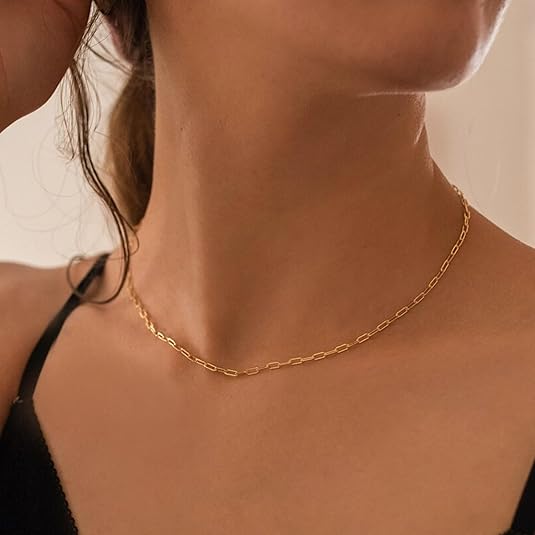Papirclips Lagdelt Rubin Halskæde | Guld