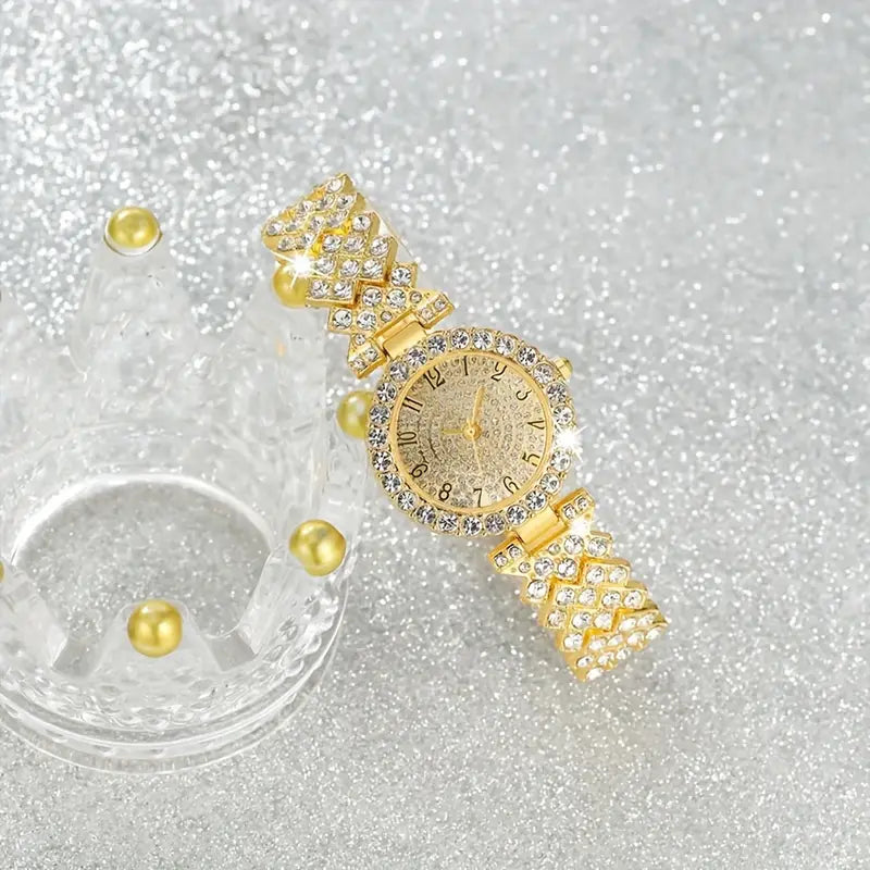 Luxe Radiance Guld Ur & Armbånd Sæt | Guld