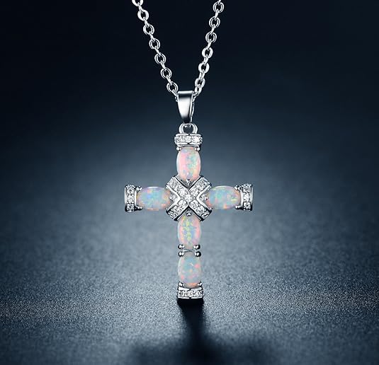 Lumen Opal Kors Halskæde | Guld