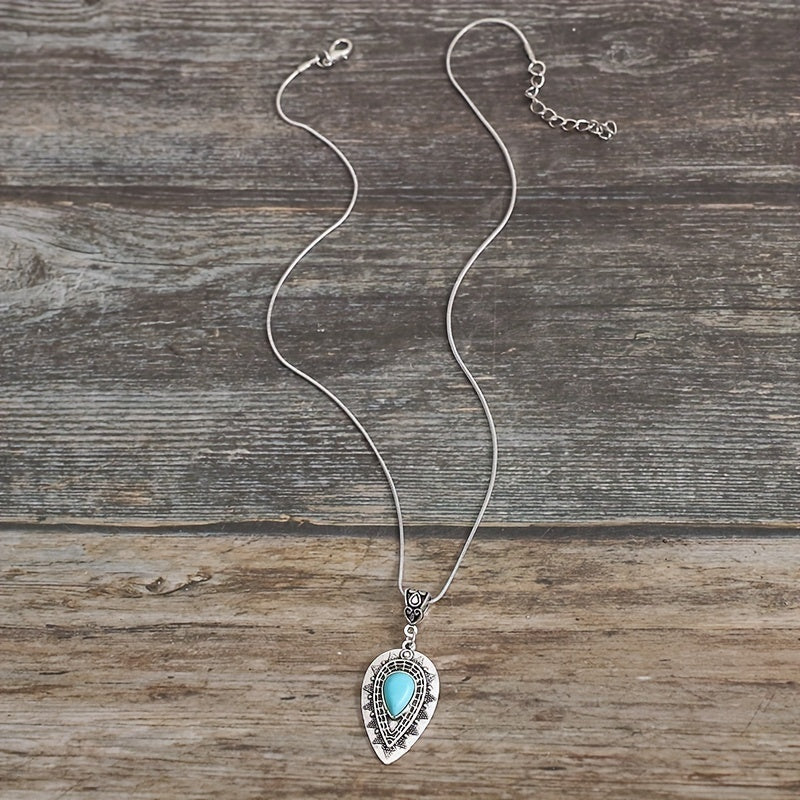 Arlisse Turquoise Dråbe Halskæde | Hvidguld