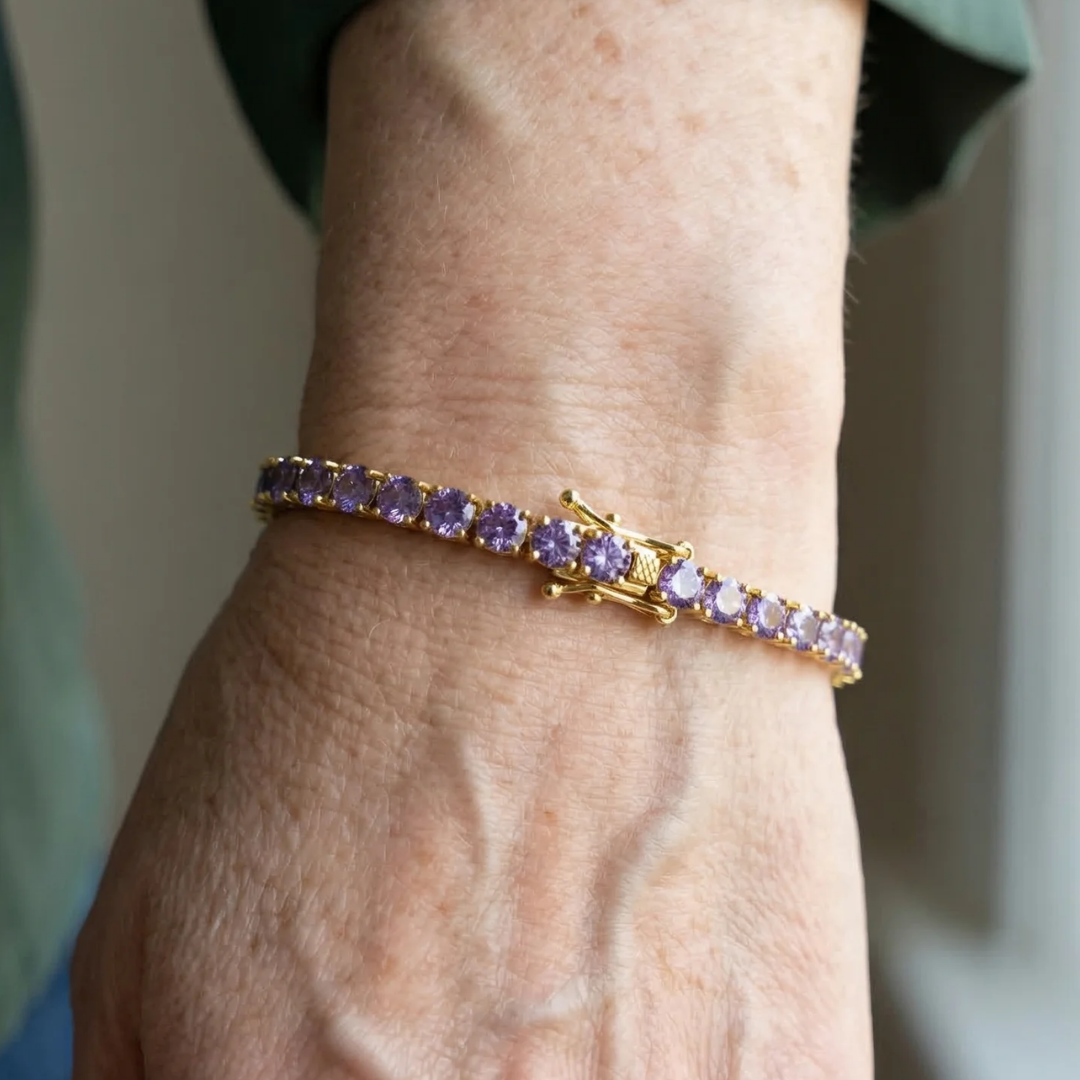 Amethyst Tennis Armbånd | Guld