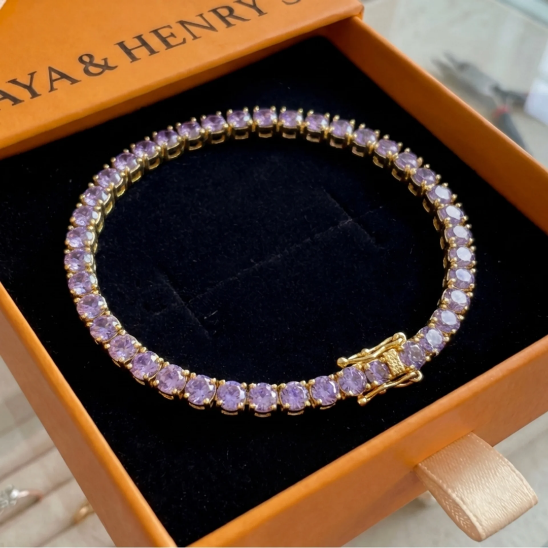 Amethyst Tennis Armbånd | Guld