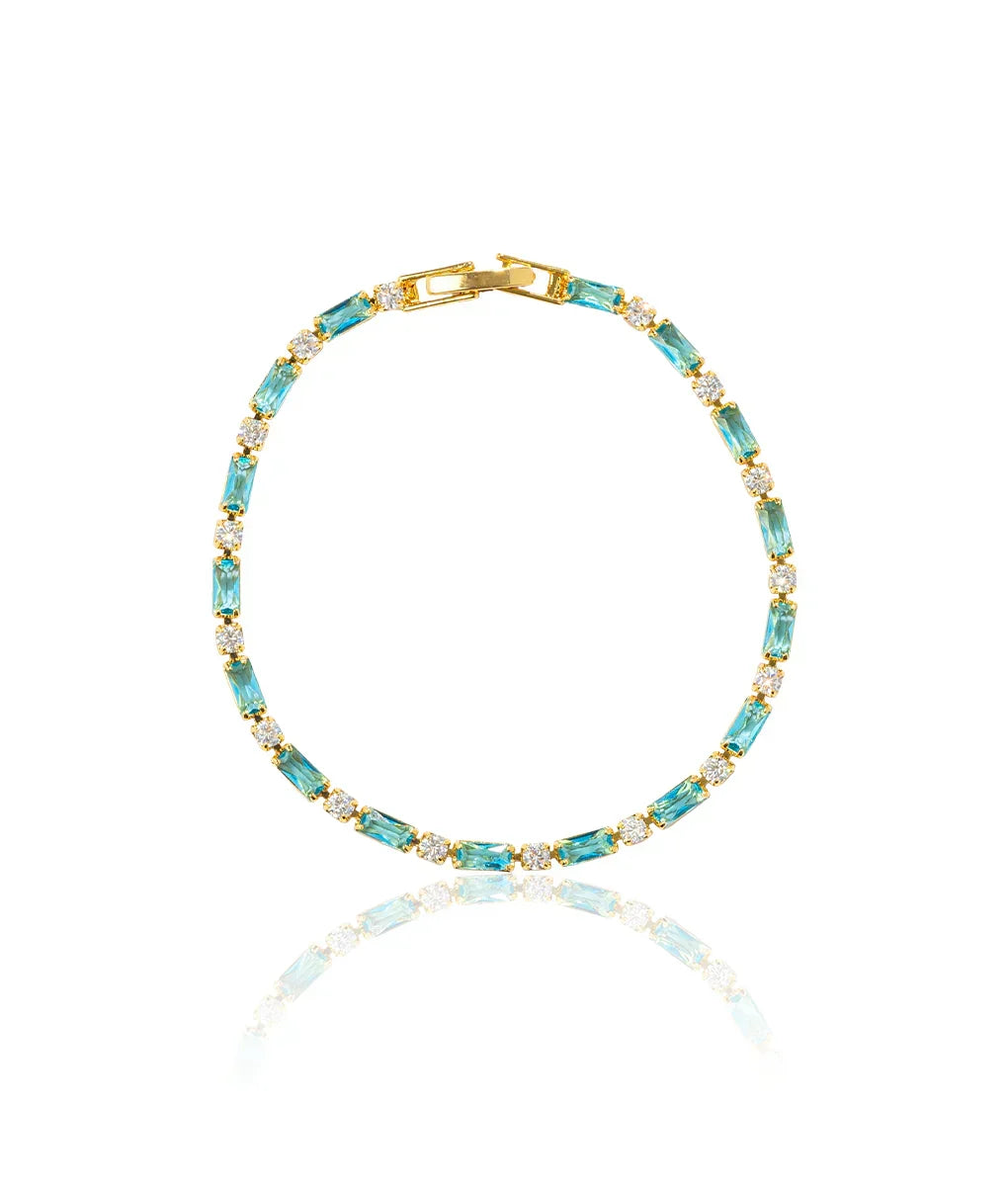 Naturlig Turkis Sten Armbånd | Guld