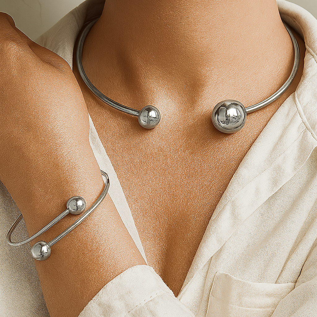 Minimalistisk Glow Krave & Manchet Armbånd Sæt | Guld