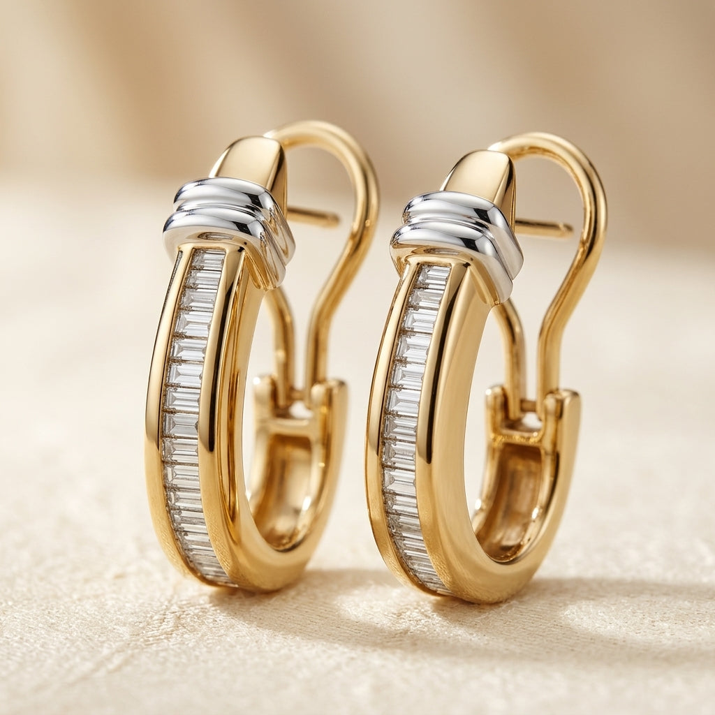 Vintage Krystal Hoop Øreringe | Guld