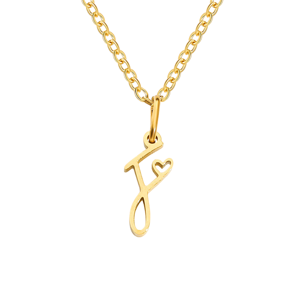 Hjerte Initial Halskæde | Guld