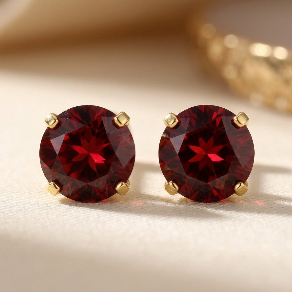 Ruby Runde Stud Øreringe | Guld