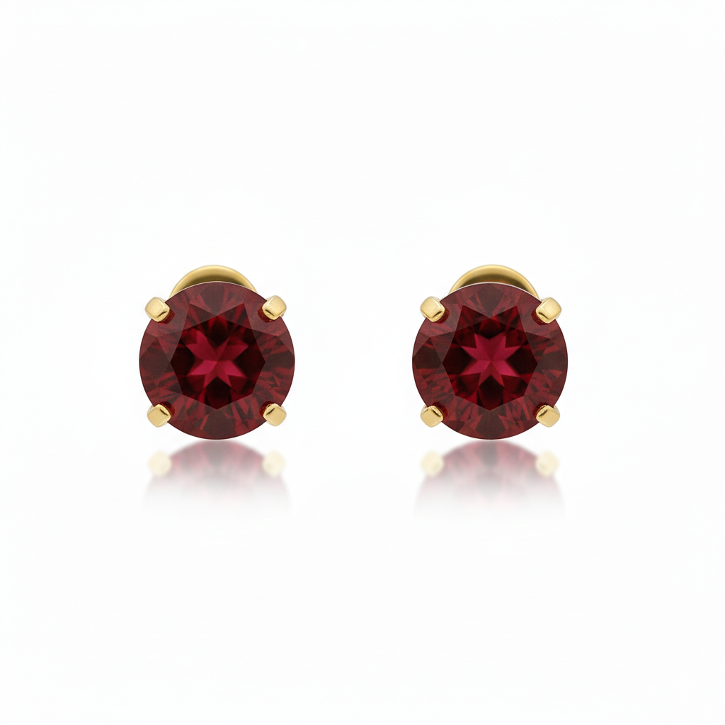 Ruby Runde Stud Øreringe | Guld