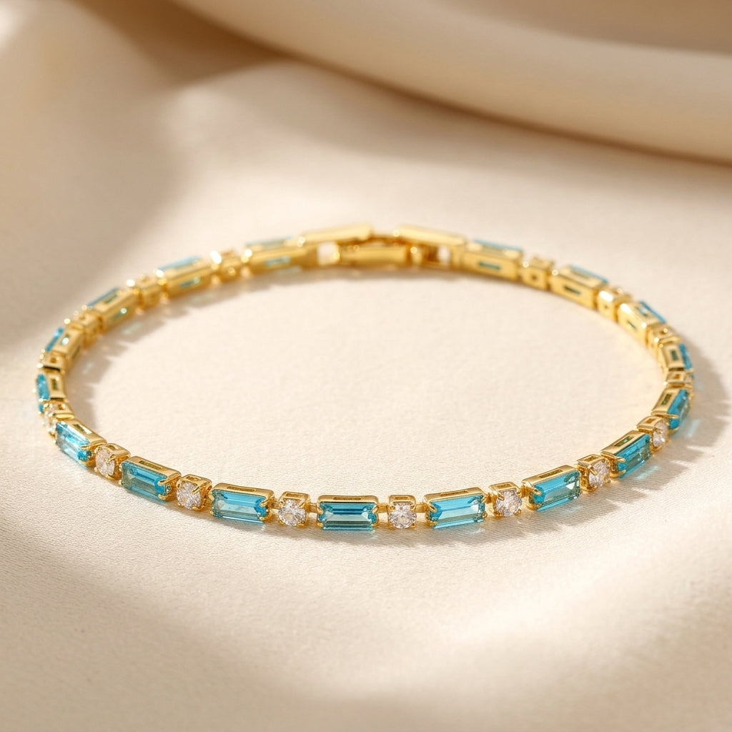 Naturlig Turkis Sten Armbånd | Guld
