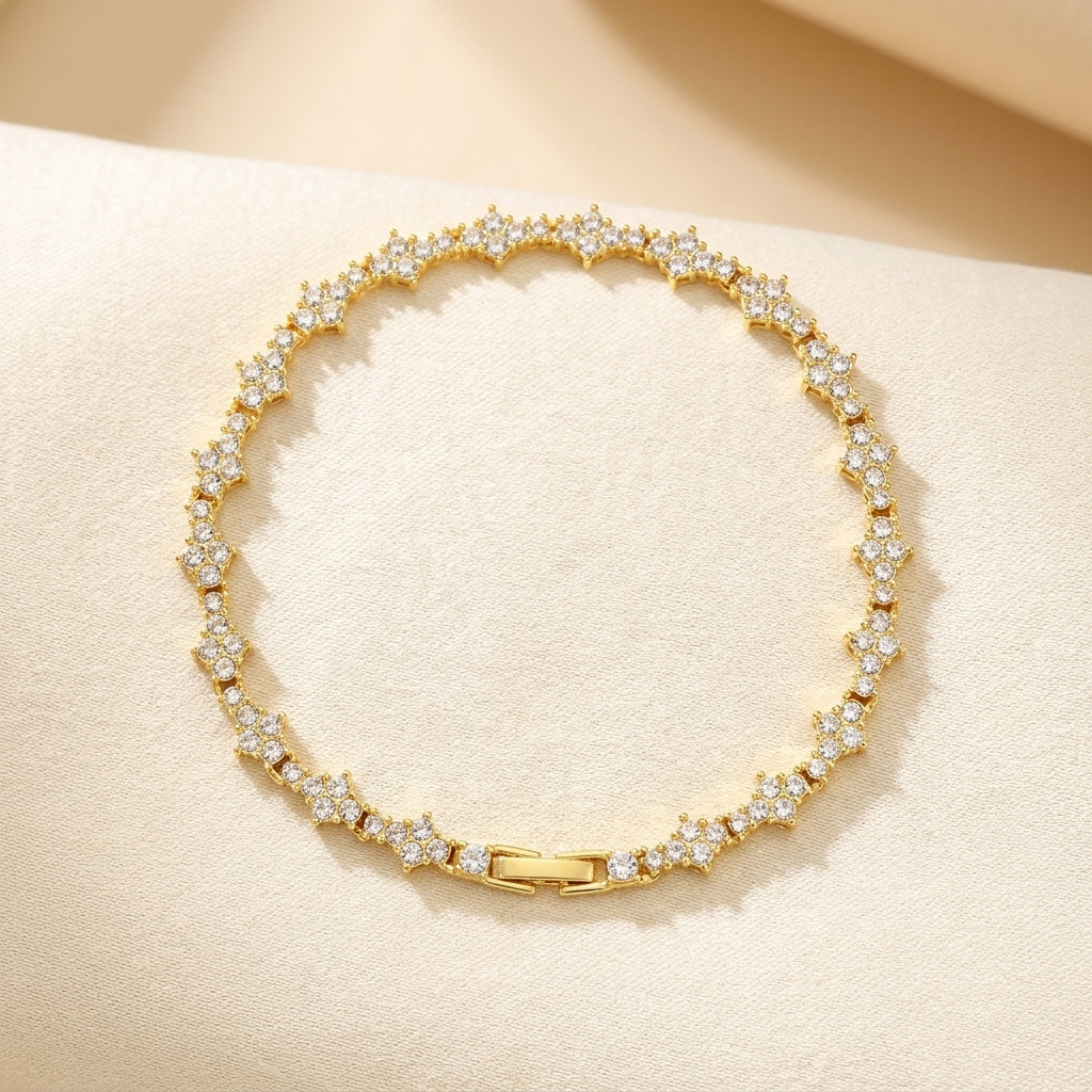 Klassisk Cluster Tennisarmbånd | Hvidguld