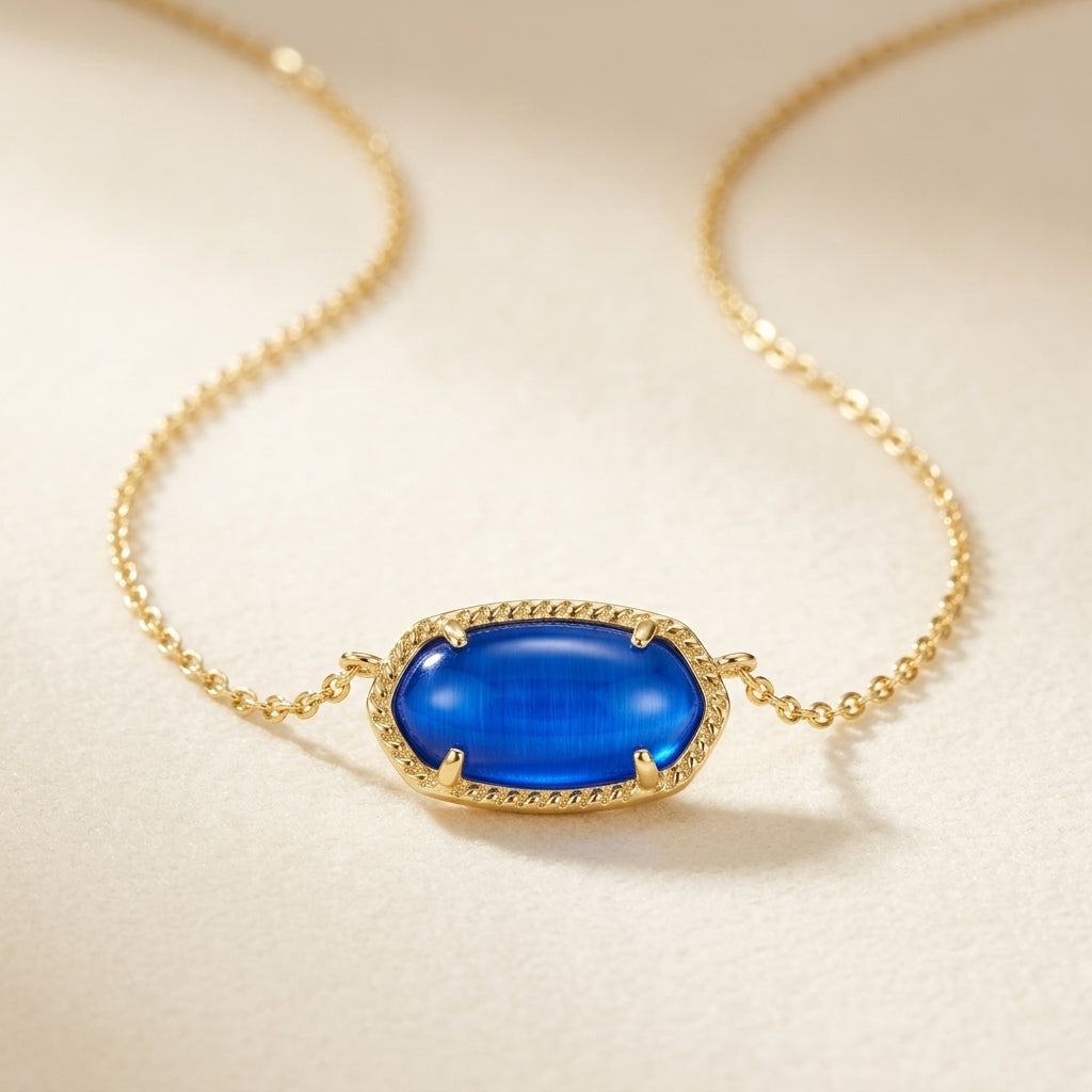 Klassisk Oval Safir Halskæde | Guld