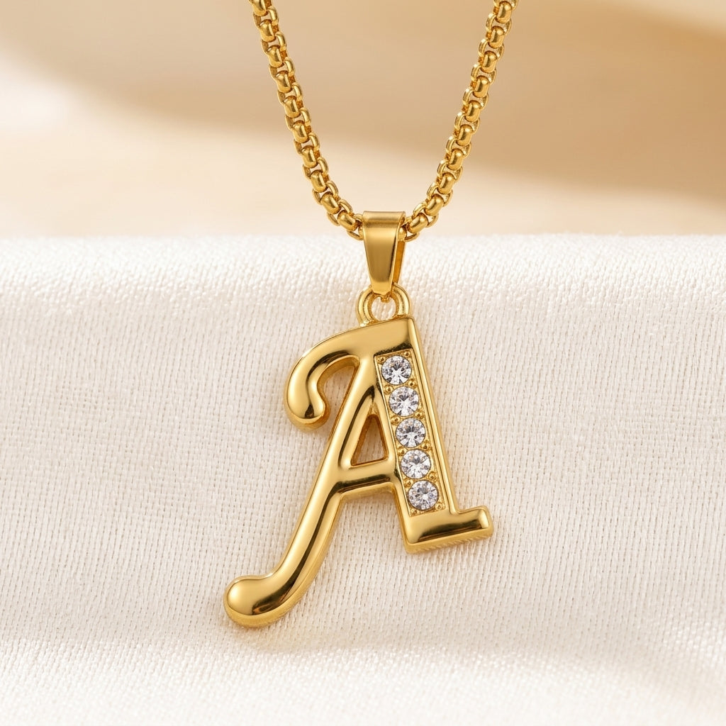 Krystal Accent Initial Halskæde | Guld