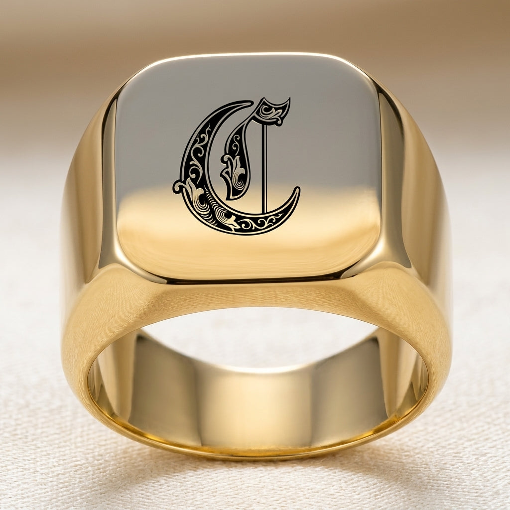 Klassisk Noble Initial Ring | Guld