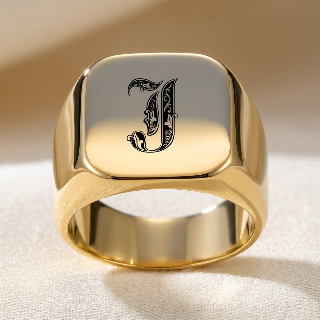 Klassisk Noble Initial Ring | Guld