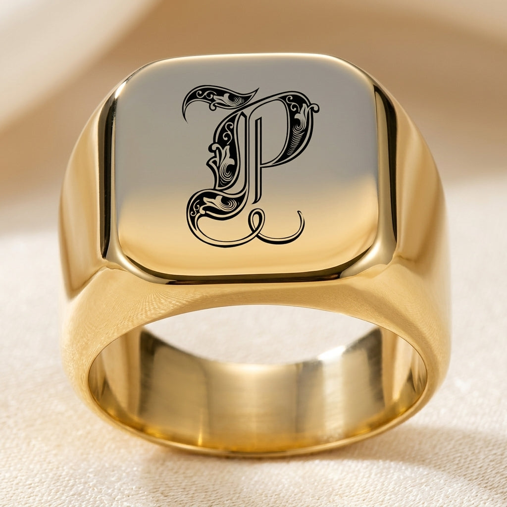 Klassisk Noble Initial Ring | Guld