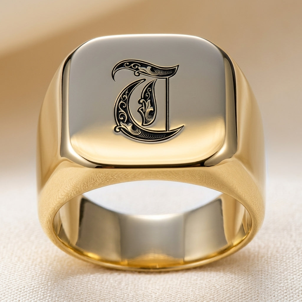 Klassisk Noble Initial Ring | Guld