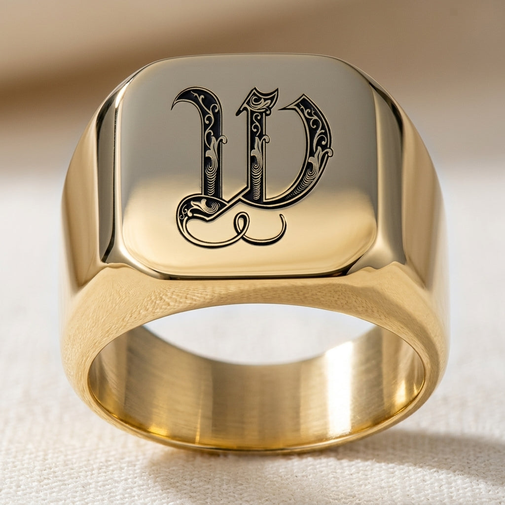 Klassisk Noble Initial Ring | Guld