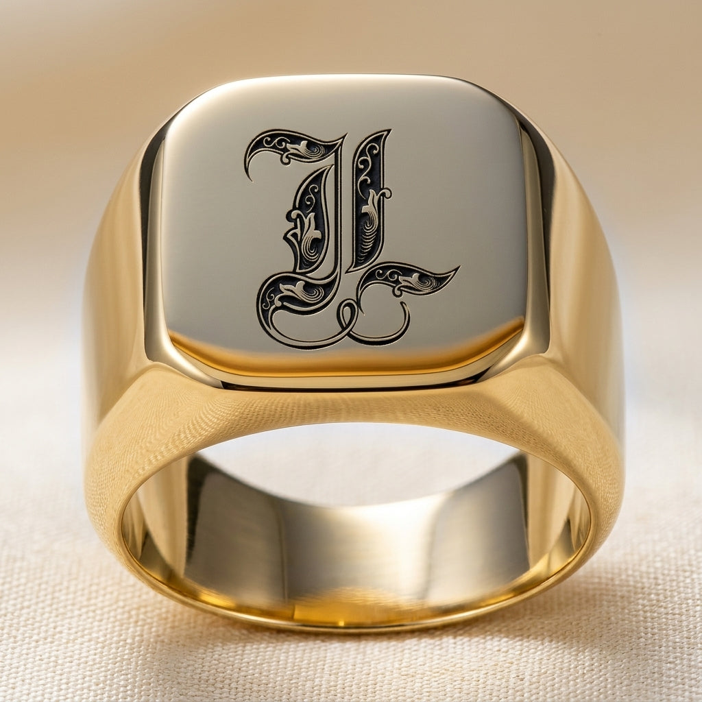 Klassisk Noble Initial Ring | Guld