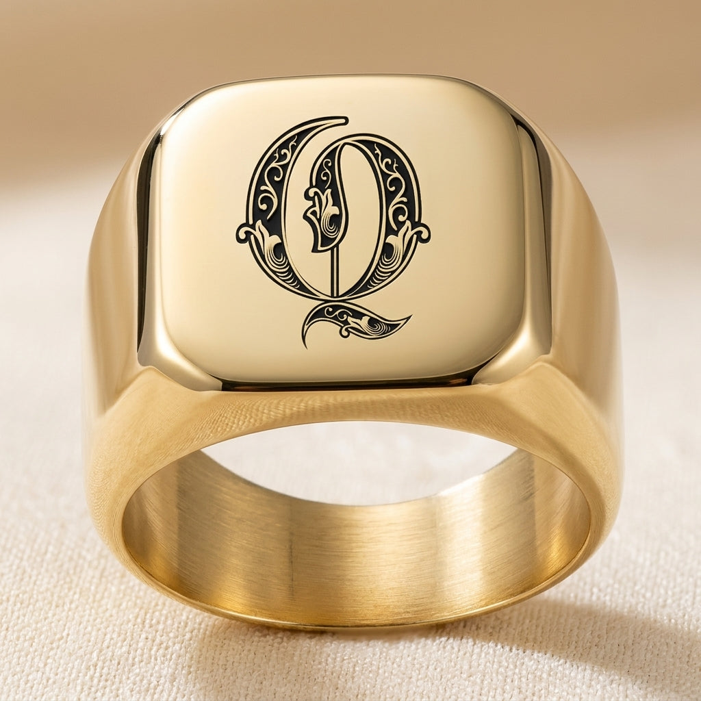 Klassisk Noble Initial Ring | Guld