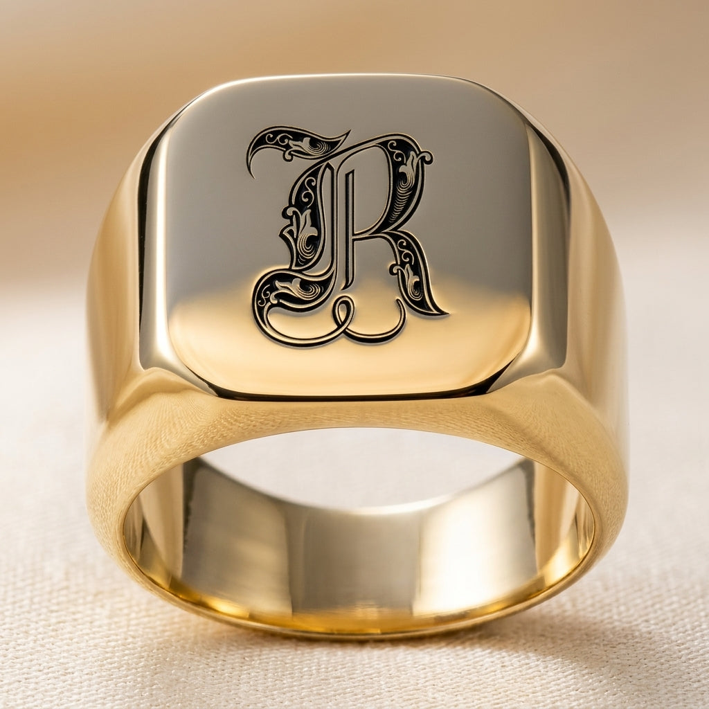Klassisk Noble Initial Ring | Guld