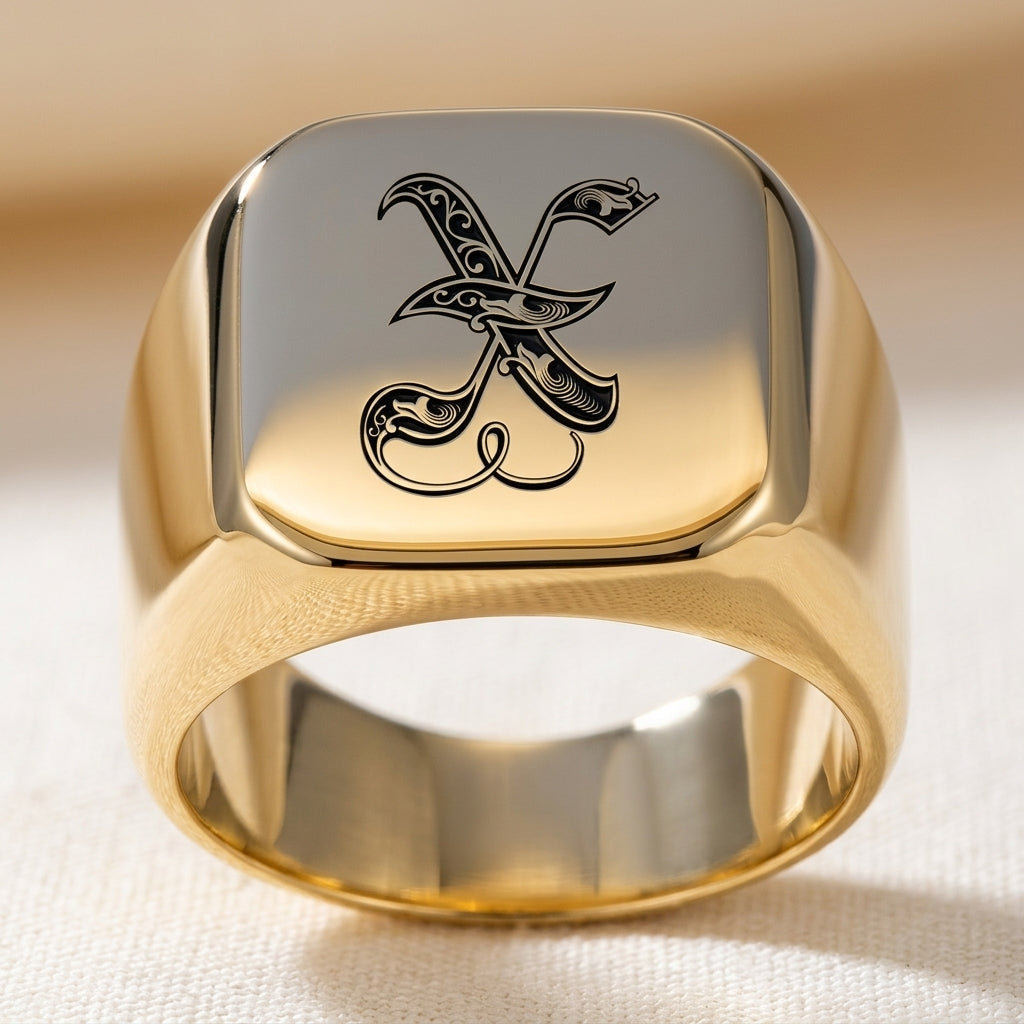 Klassisk Noble Initial Ring | Guld