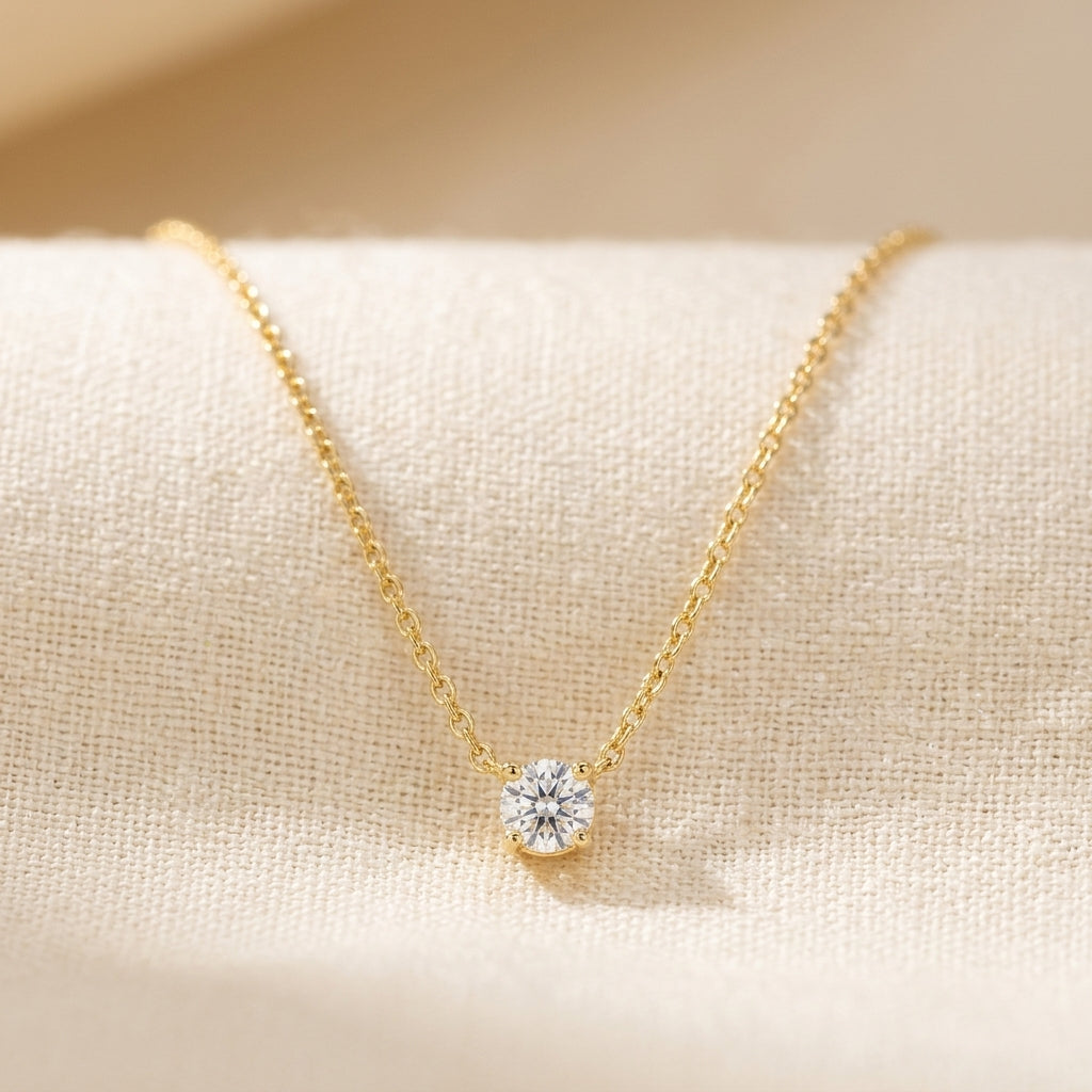 Cléa Moissanite Sten Halskæde | Guld