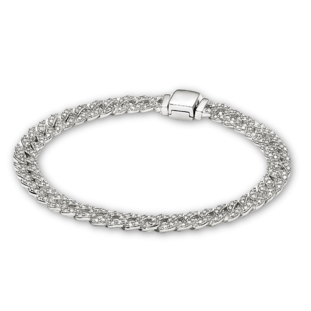 Pave Cuban Armbånd | Hvidguld
