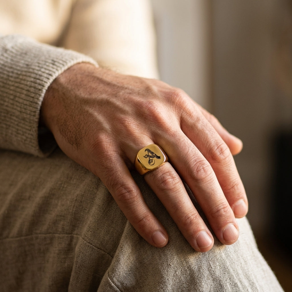 Klassisk Noble Initial Ring | Guld