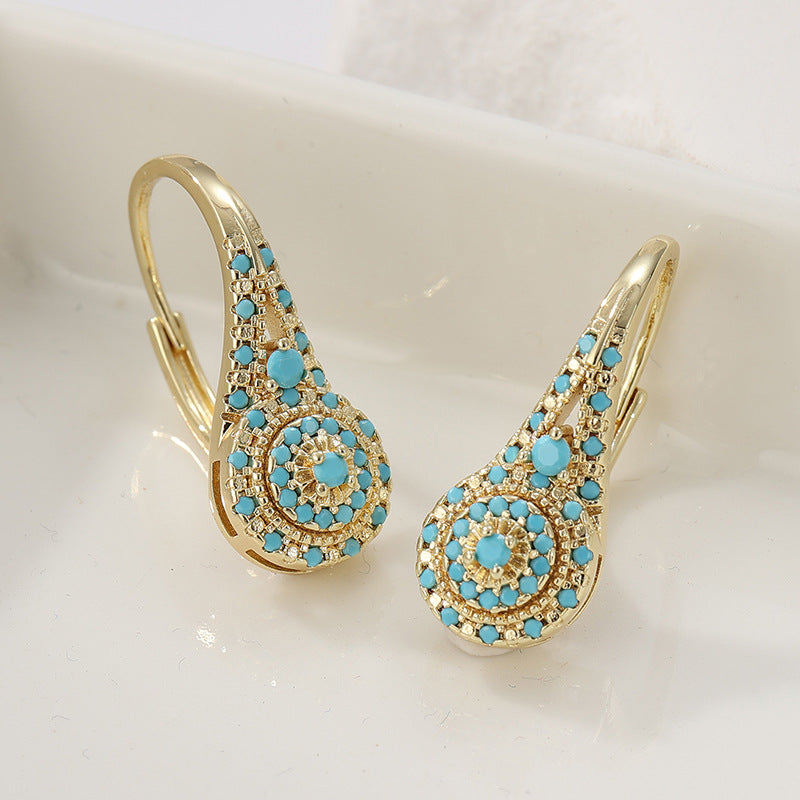 Valenne Turquoise Cluster Øreringe | Guld