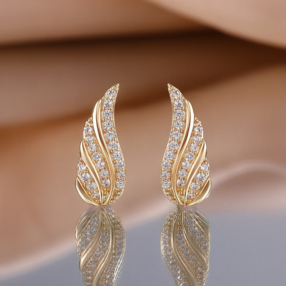 Moderne Leaf Pave Øreringe | Guld