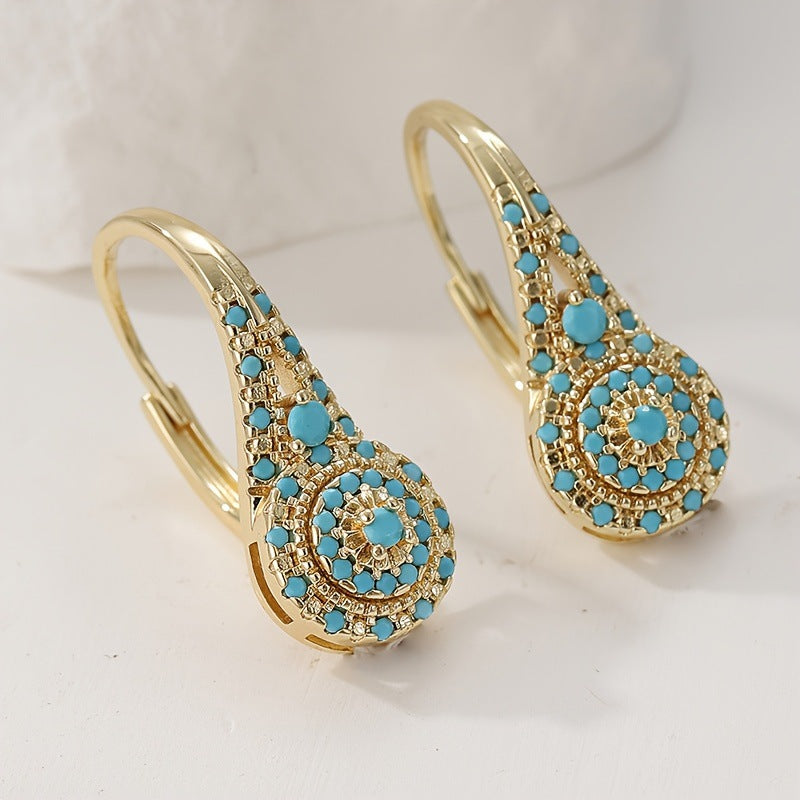 Valenne Turquoise Cluster Øreringe | Guld