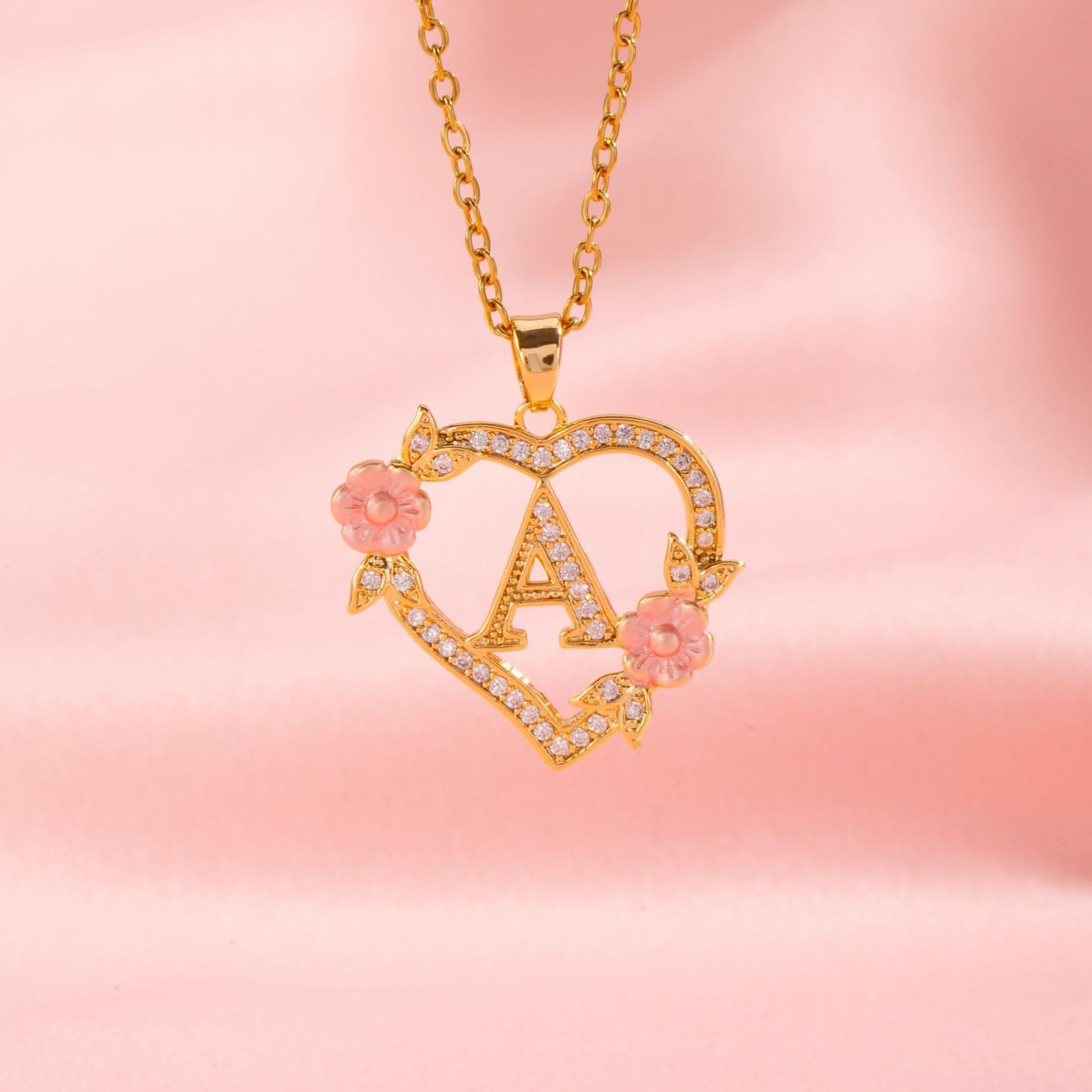 Blomster Charme Initial Halskæde | Guld