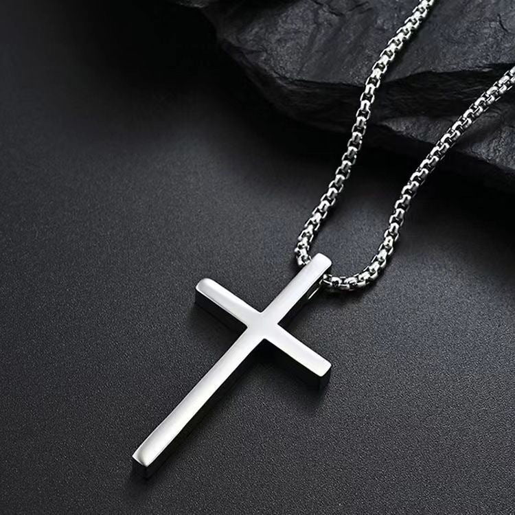 Bezel Cross Necklace | Hvidguld