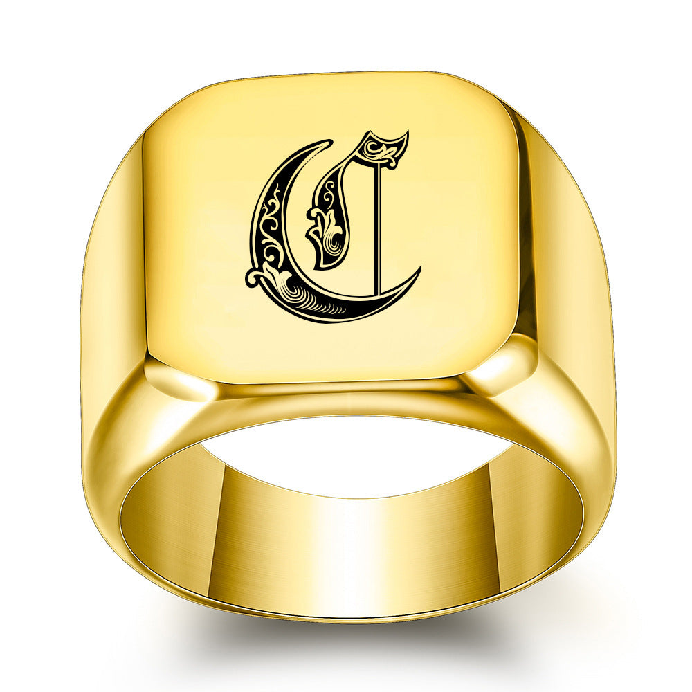 Klassisk Noble Initial Ring | Guld