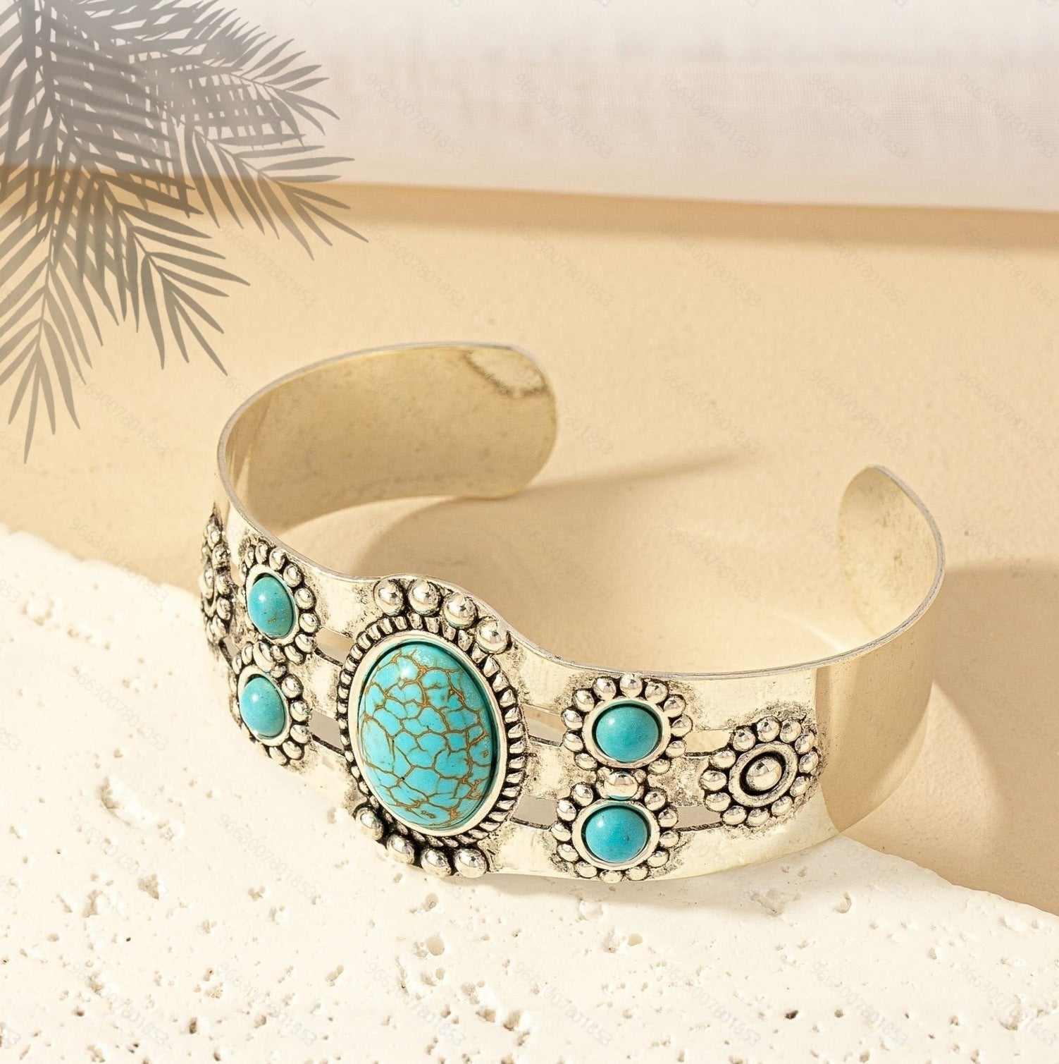 Seren Turquoise Cuff Bracelet | Hvidguld