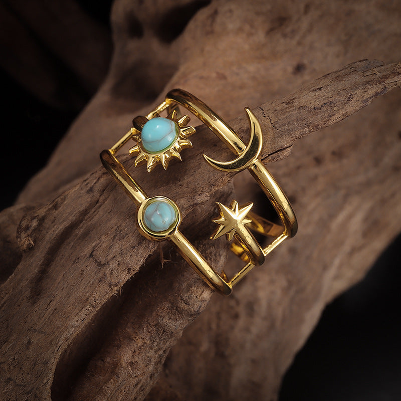 Soluna Turquoise Orbit Ring | Guld