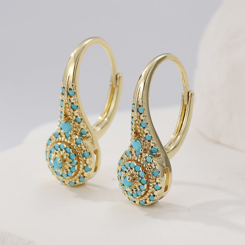 Valenne Turquoise Cluster Øreringe | Guld